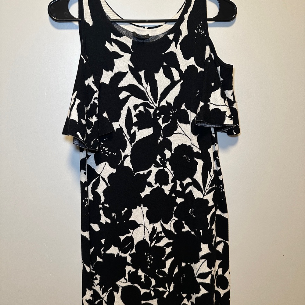 Ann Taylor Black and White Ruffled Tiered Sundress